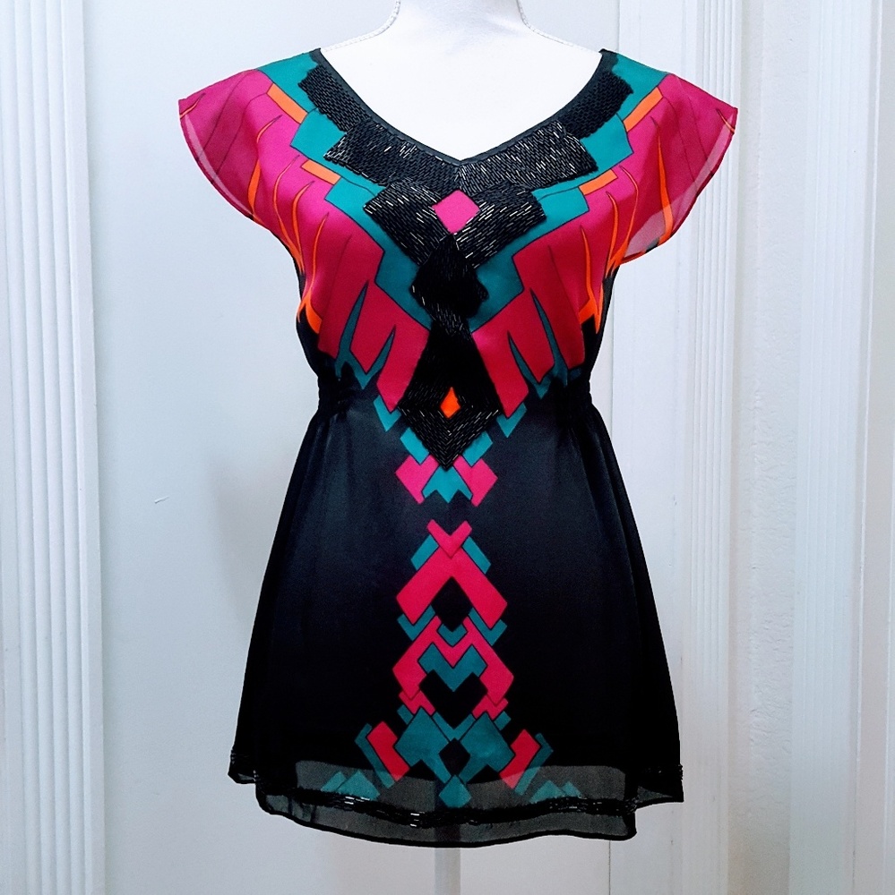 H&M Handbeaded Statement Top size 2